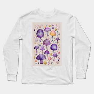 Purple Mushrooms Long Sleeve T-Shirt